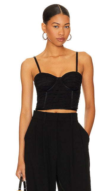 Alice + Olivia Damia Ruched Bustier in Black - Alice + Olivia - Bustier froncé Damia en noir - Alice + Olivia Damia 黑色褶饰紧身胸衣 - Alice + Olivia Damia gerafftes Bustier in Schwarz - Alice + Olivia Damia 셔링 뷔스티에 블랙 색상 - Alice + Olivia Damia Bustino con ruches in nero