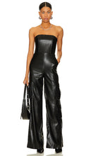 Alice + Olivia Emelda Faux Leather Jumpsuit in Black