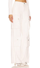 Alice + Olivia Joette Faux Leather Cargo Pant in Ivory