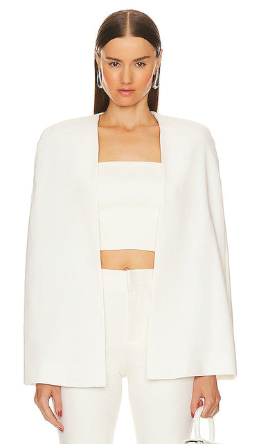 Alice + Olivia Marica Cape Crop Top in White - Alice + Olivia - Top court cape Marica en blanc - Alice + Olivia Marica 白色斗篷短款上衣 - Alice + Olivia Marica Cape Crop Top in Weiß - Alice + Olivia Marica 케이프 크롭 탑 - Top corto Alice + Olivia Marica Cape in bianco