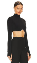 Alice + Olivia Melange Rhinestone Cropped Top in Black
