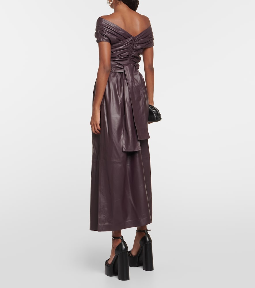 Altuzarra Corfu off-shoulder leather maxi dress