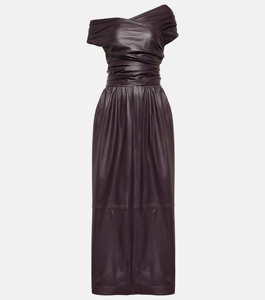 Altuzarra Corfu off-shoulder leather maxi dress. Altuzarra Corfu 露肩皮革长裙