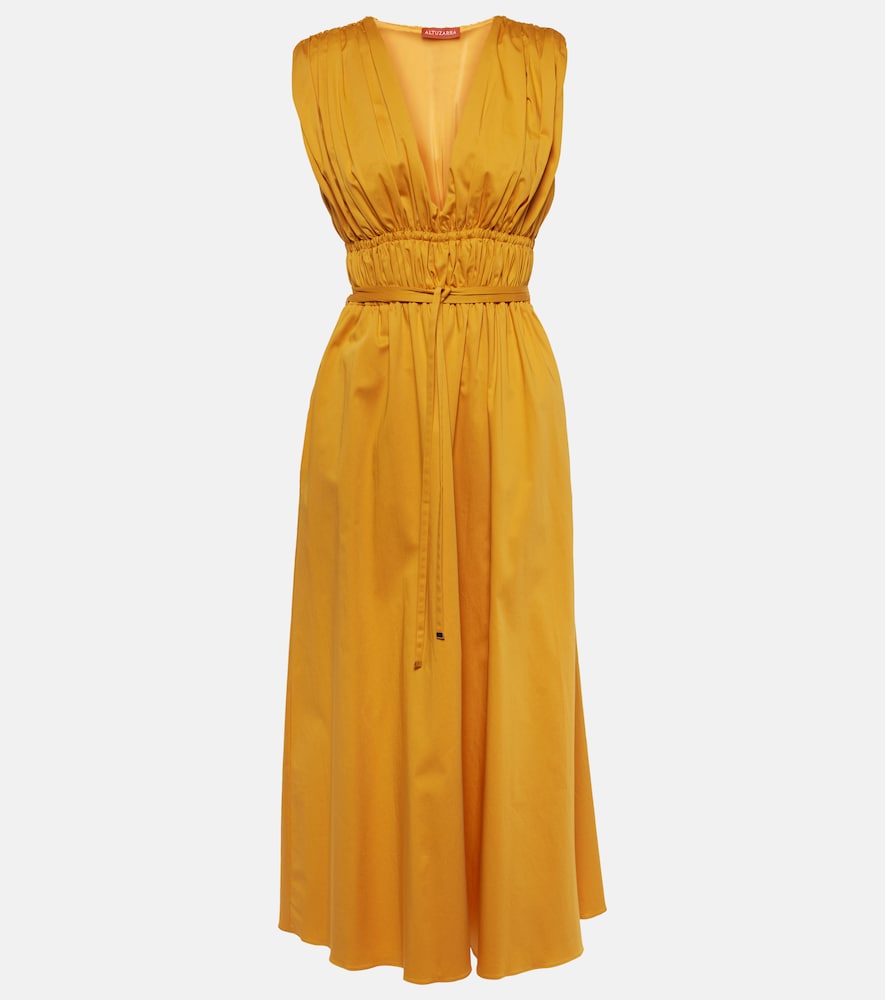 Altuzarra Fiona ruched cotton-blend midi dress. Altuzarra Fiona 褶饰棉质混纺中长连衣裙