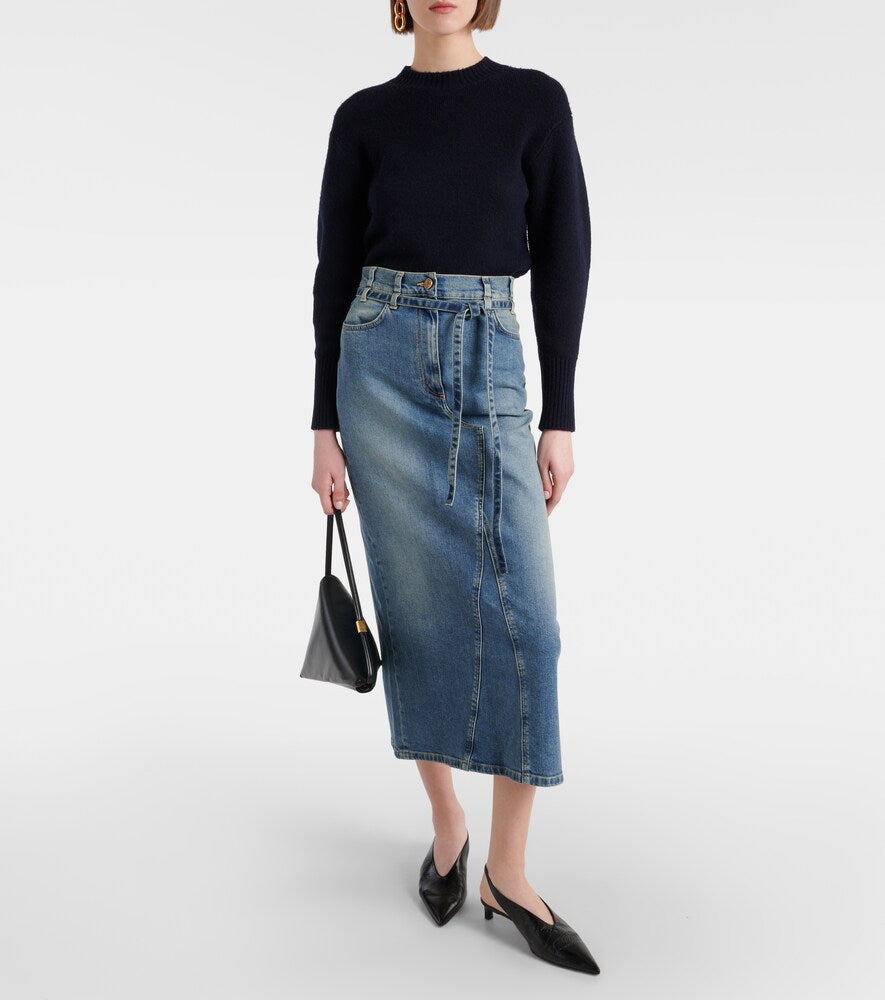 Altuzarra High-rise denim midi skirt