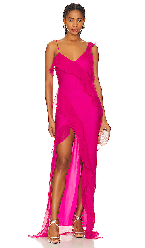Amanda Uprichard Cassilda Gown in Fuchsia - Robe Amanda Uprichard Cassilda en fuchsia - Amanda Uprichard Cassilda 紫红色礼服 - Amanda Uprichard Cassilda Kleid in Fuchsia - 푸시아 소재의 Amanda Uprichard Cassilda 드레스 - Abito Amanda Uprichard Cassilda in fucsia