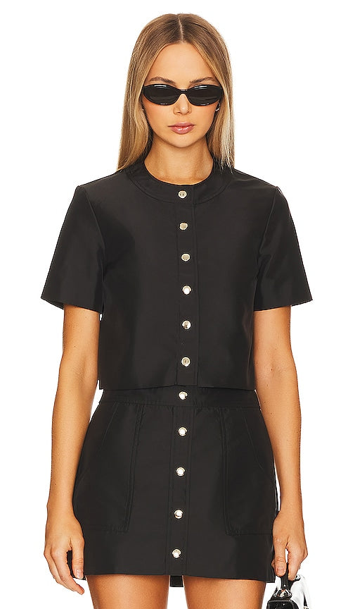 Amanda Uprichard Nylon Braswell Top in Black