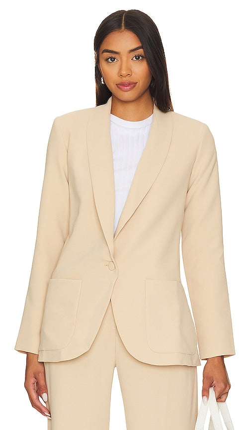 Amanda Uprichard X Revolve Shawl Collar Blazer in Beige