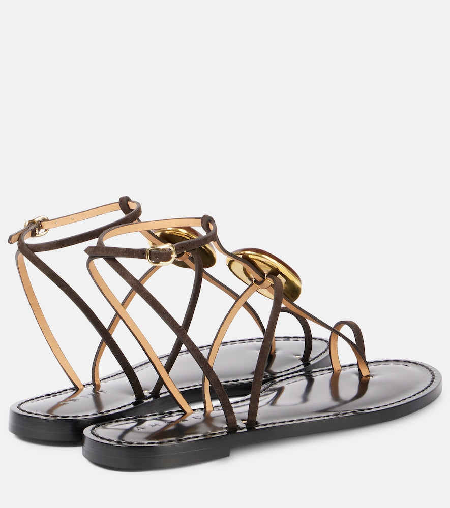 Amanu Cairo embellished leather sandals (Brown) - Flat Sandals