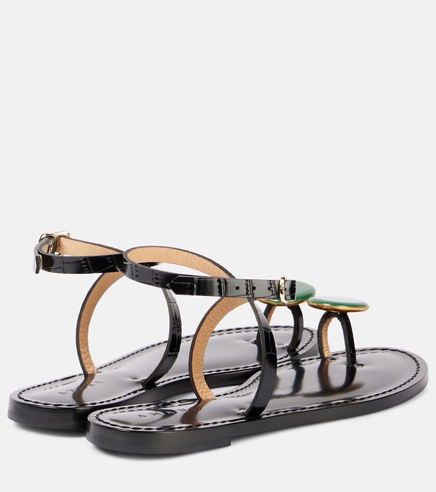 Amanu Kigali embeliished leather sandals - Black Flat Sandals