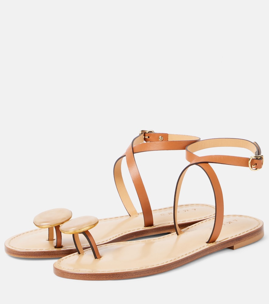 Amanu Kigali embellished leather sandals (Brown) - Flat Sandals