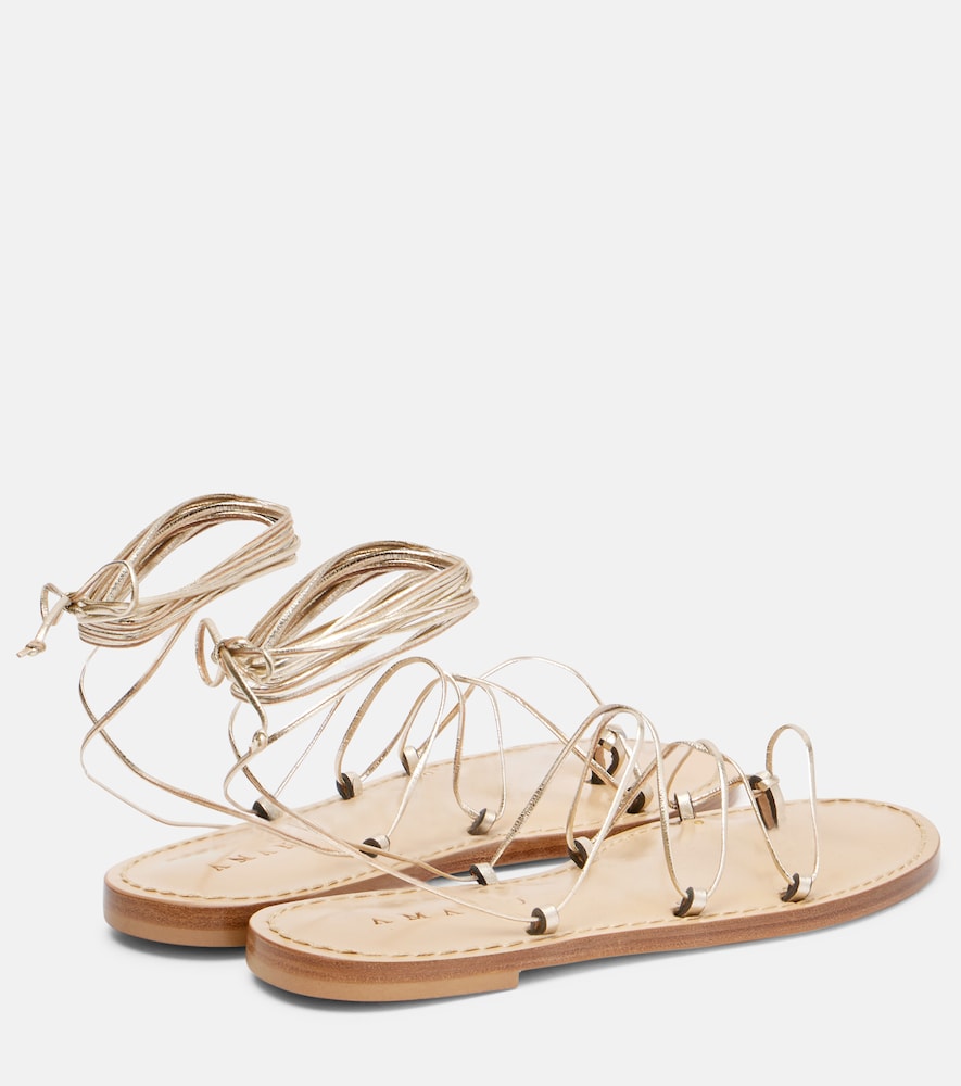 Amanu Serengetti metallic leather sandals (Gold) - Flat Sandals