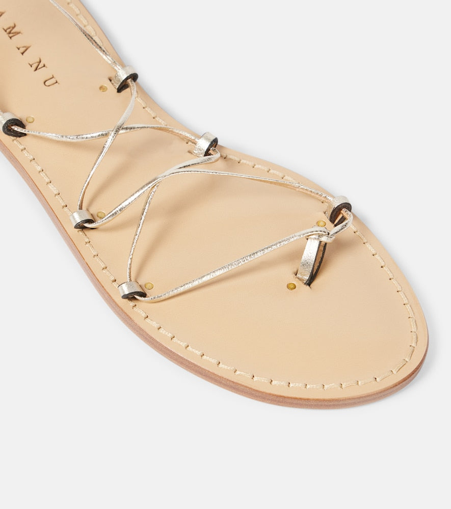 Amanu Serengetti metallic leather sandals (Gold) - Flat Sandals