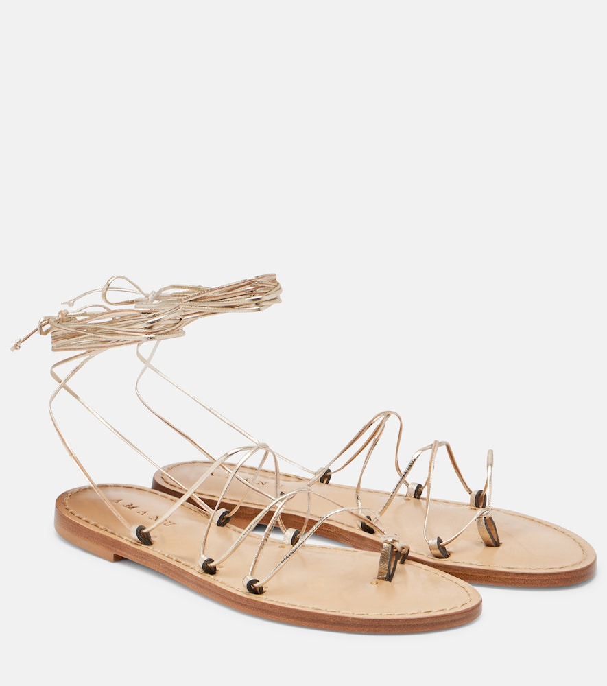 Amanu Serengetti metallic leather sandals (Gold) - Flat Sandals