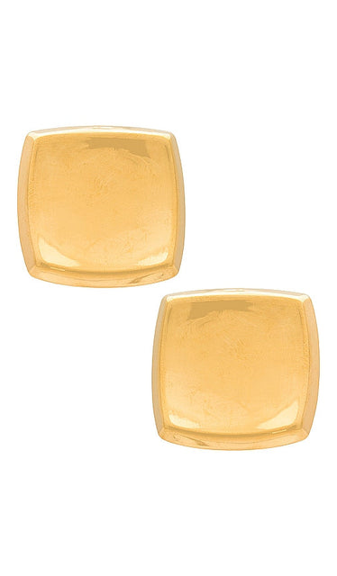 Amber Sceats Square Earrings in Metallic Gold