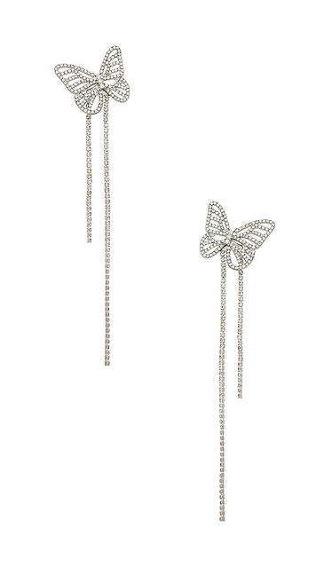 Amber Sceats x REVOLVE Butterfly Fly Drop Earrings in Metallic Silver