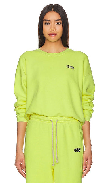 American Vintage Izubird Crewneck Sweatshirt in Yellow - American Vintage - Izubird - Sweat ras du cou - Jaune - 美国复古 Izubird 黄色圆领运动衫 - American Vintage Izubird Sweatshirt mit Rundhalsausschnitt in Gelb - American Vintage Izubird 크루넥 스웻셔츠 옐로우 색상 - Felpa girocollo Izubird vintage americana in giallo