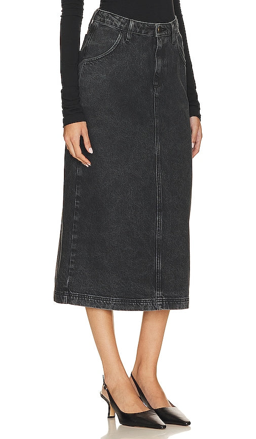 American Vintage Yopday Denim Midi Skirt in Black