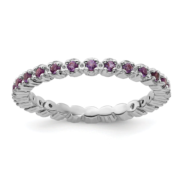 Amethyst Sterling Silver Stackable Eternity Ring | Size 10