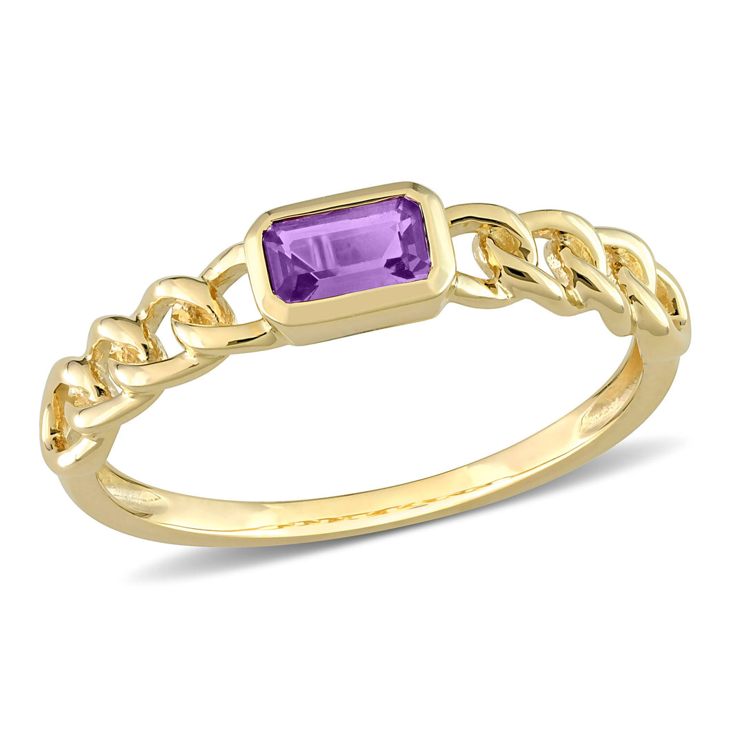 Amethyst Yellow Gold Chain Link Stackable Ring | Size 5