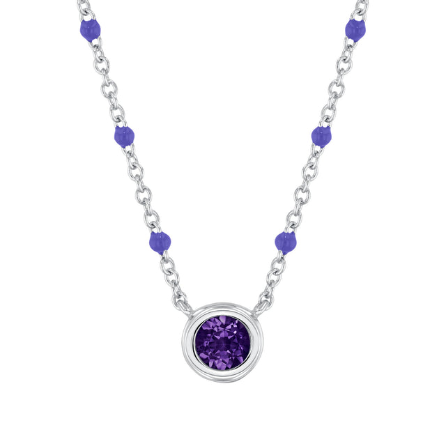 Amethyst and Purple Enamel Sterling Silver Pendant Necklace