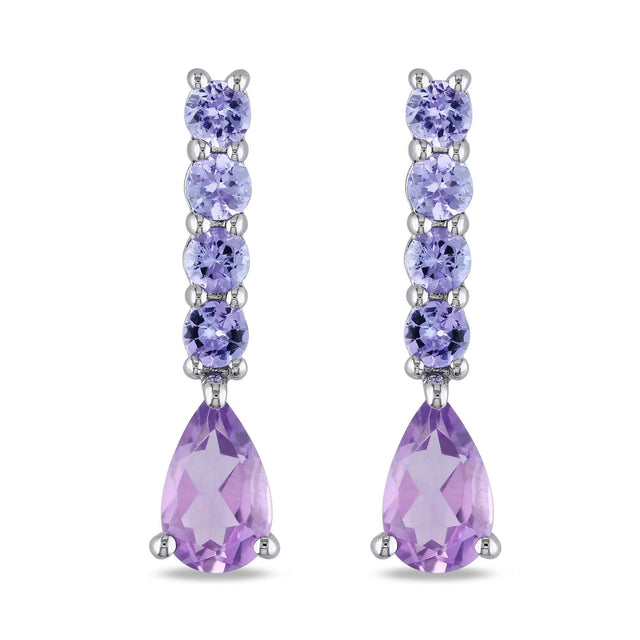 Amethyst and Tanzanite Drop Earrings