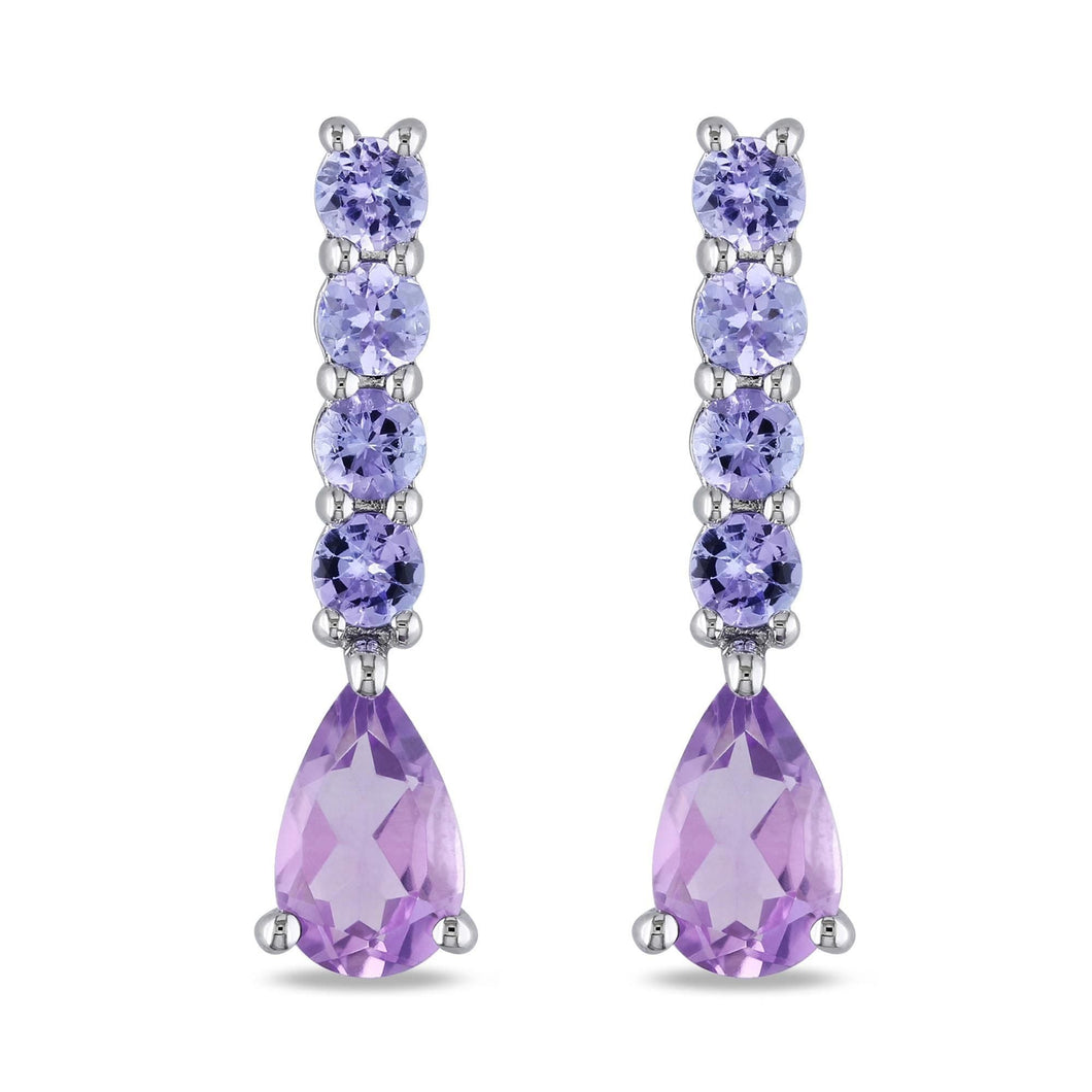 Amethyst and Tanzanite Drop Earrings