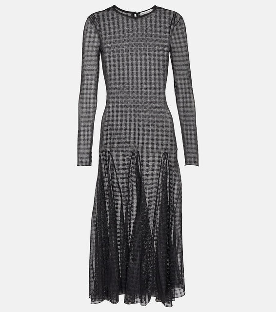 Ami Paris Gingham lace midi dress