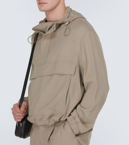 Ami Paris Hooded half-zip twill jacket