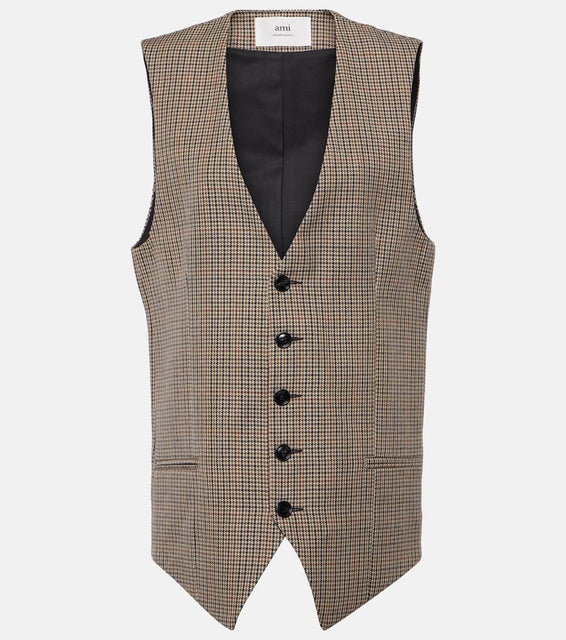 Ami Paris Houndstooth virgin wool vest