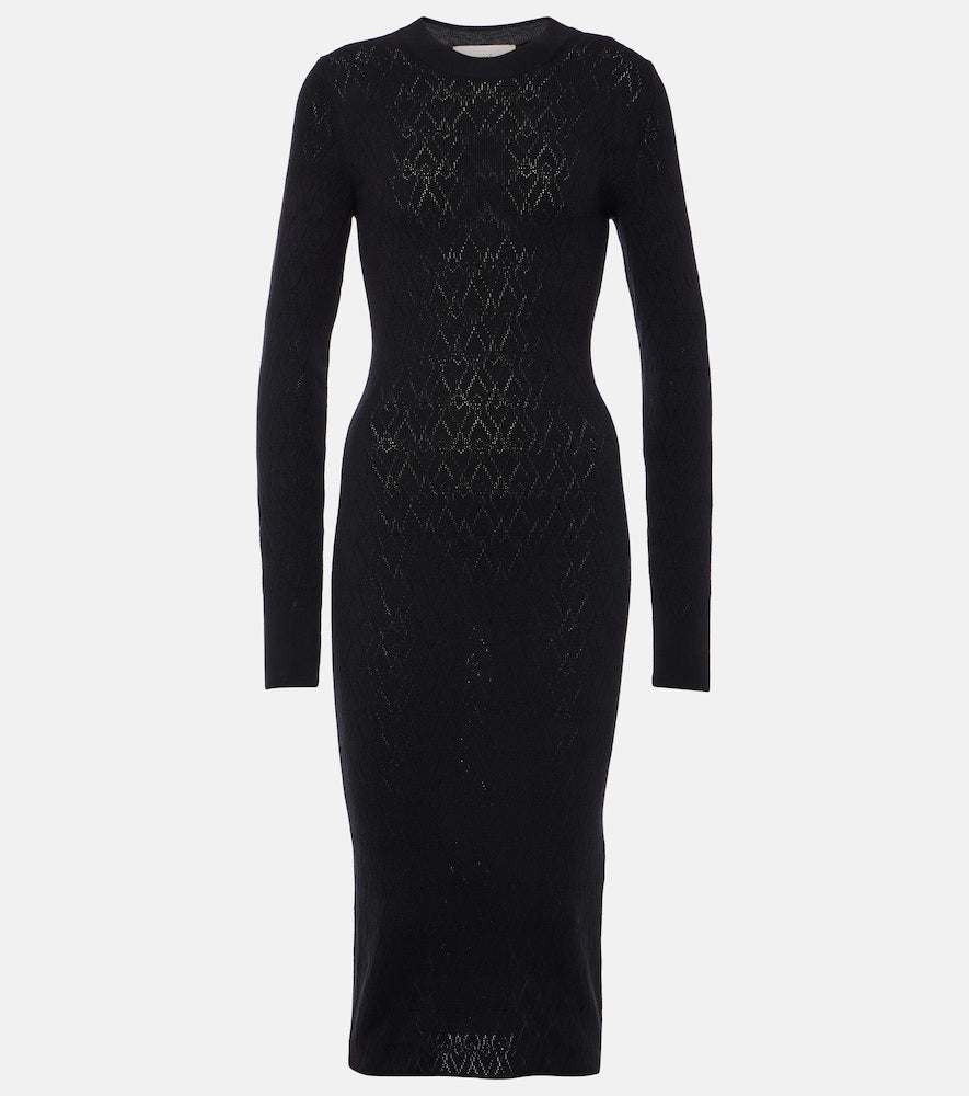 Ami Paris Knitted cotton and wool midi dress. Ami Paris 针织棉羊毛中长连衣裙