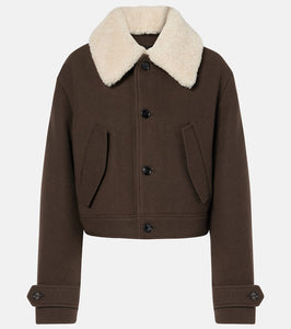 Ami Paris Shearling-trimmed virgin wool jacket