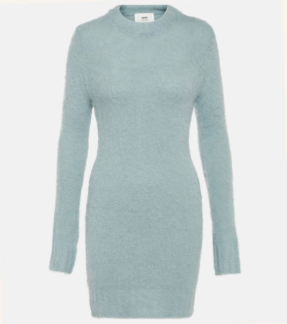 Ami Paris Turtleneck wool-blend minidress