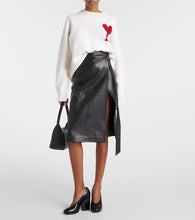 Ami Paris Wrap leather midi skirt