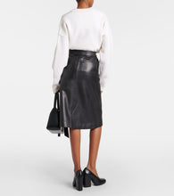Ami Paris Wrap leather midi skirt