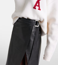 Ami Paris Wrap leather midi skirt