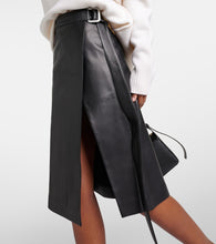 Ami Paris Wrap leather midi skirt