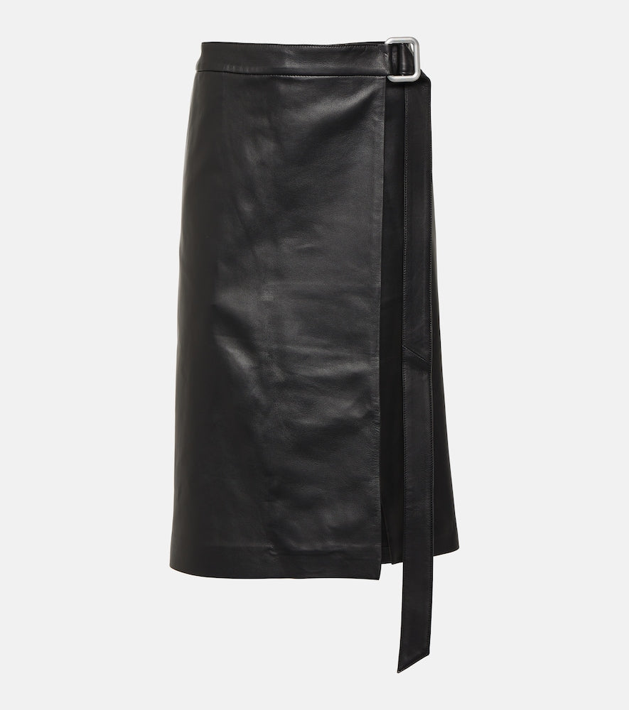 Ami Paris Wrap leather midi skirt - Ami Paris 裹身皮革中长裙