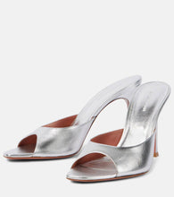 Amina Muaddi Alexa 95 metallic leather mules