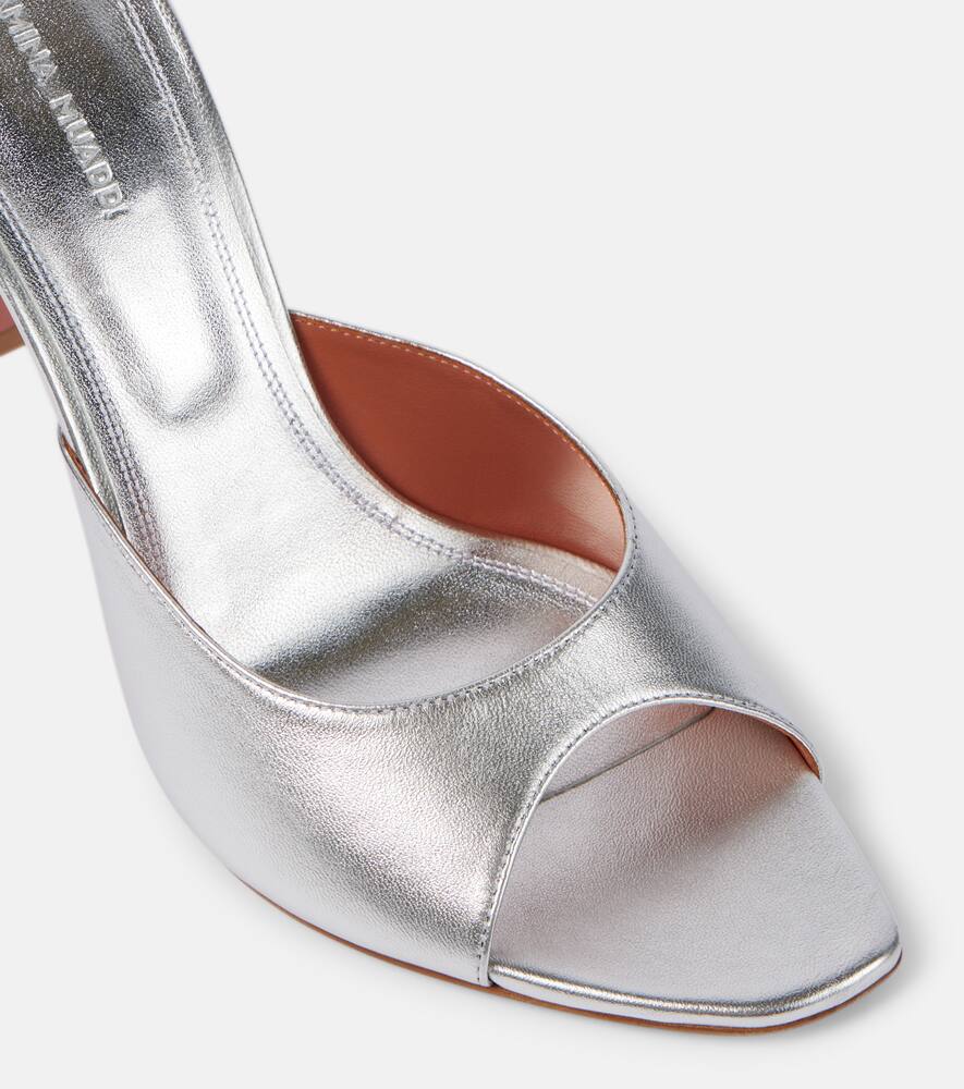 Amina Muaddi Alexa 95 metallic leather mules