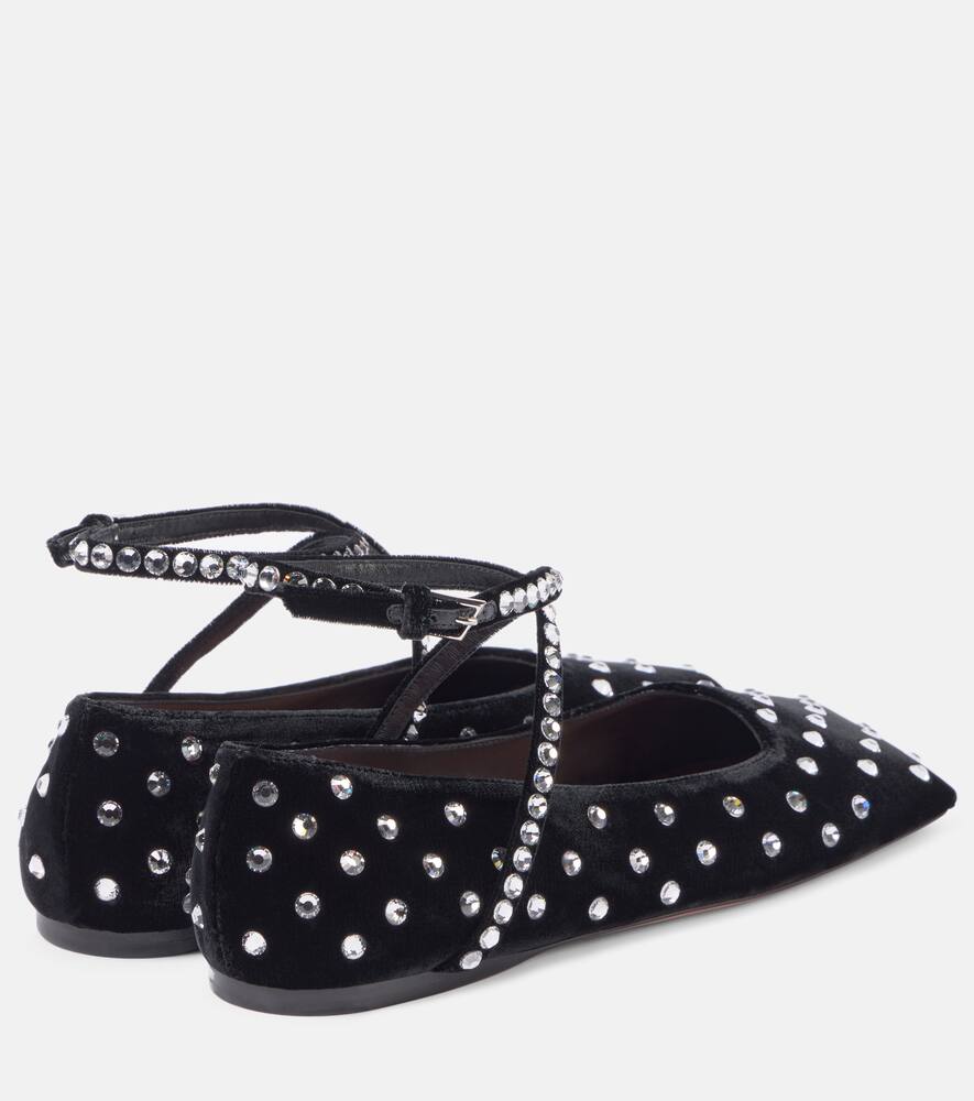 Amina Muaddi Ane Crystal lace-up velvet ballet flats