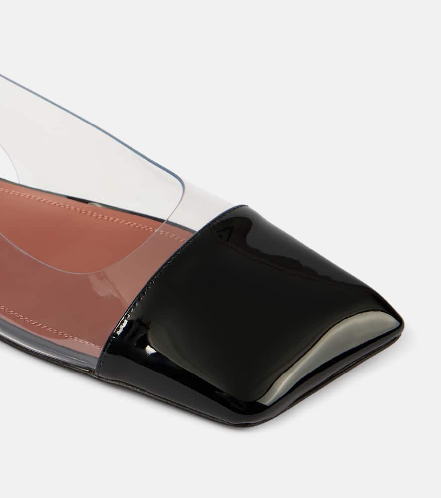 Amina Muaddi Ane Glass PVC and patent leather slingback flats