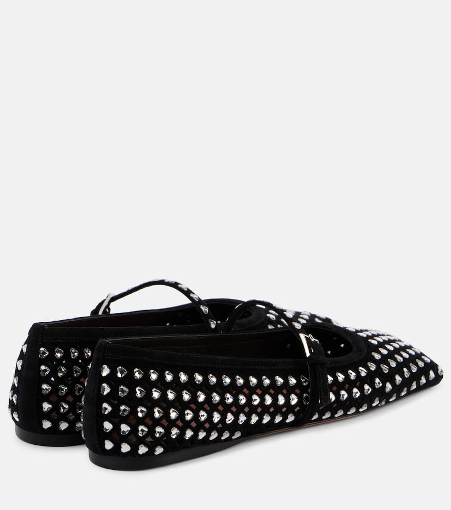 Amina Muaddi Ane crystal-embellished leather Mary Jane flats