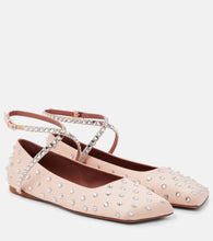 Amina Muaddi Ane crystal-embellished satin ballet flats - Amina Muaddi Ane 水晶装饰缎面芭蕾平底鞋