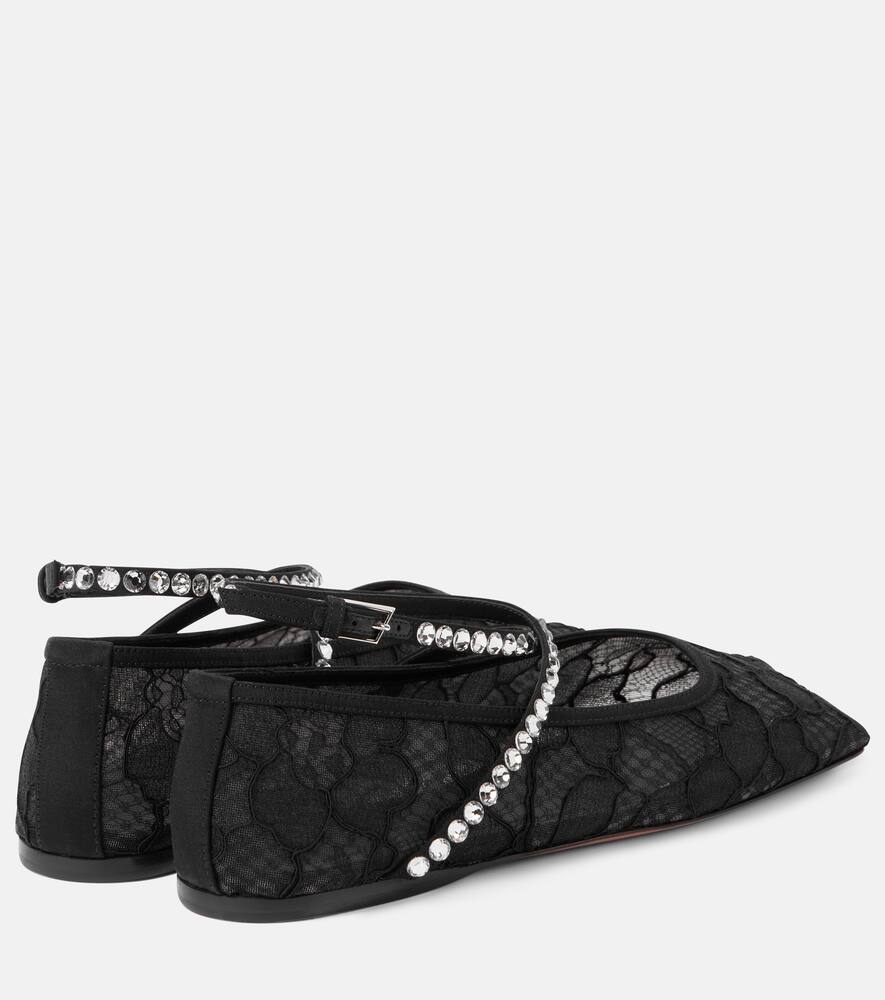 Amina Muaddi Ane embellished lace ballet flats