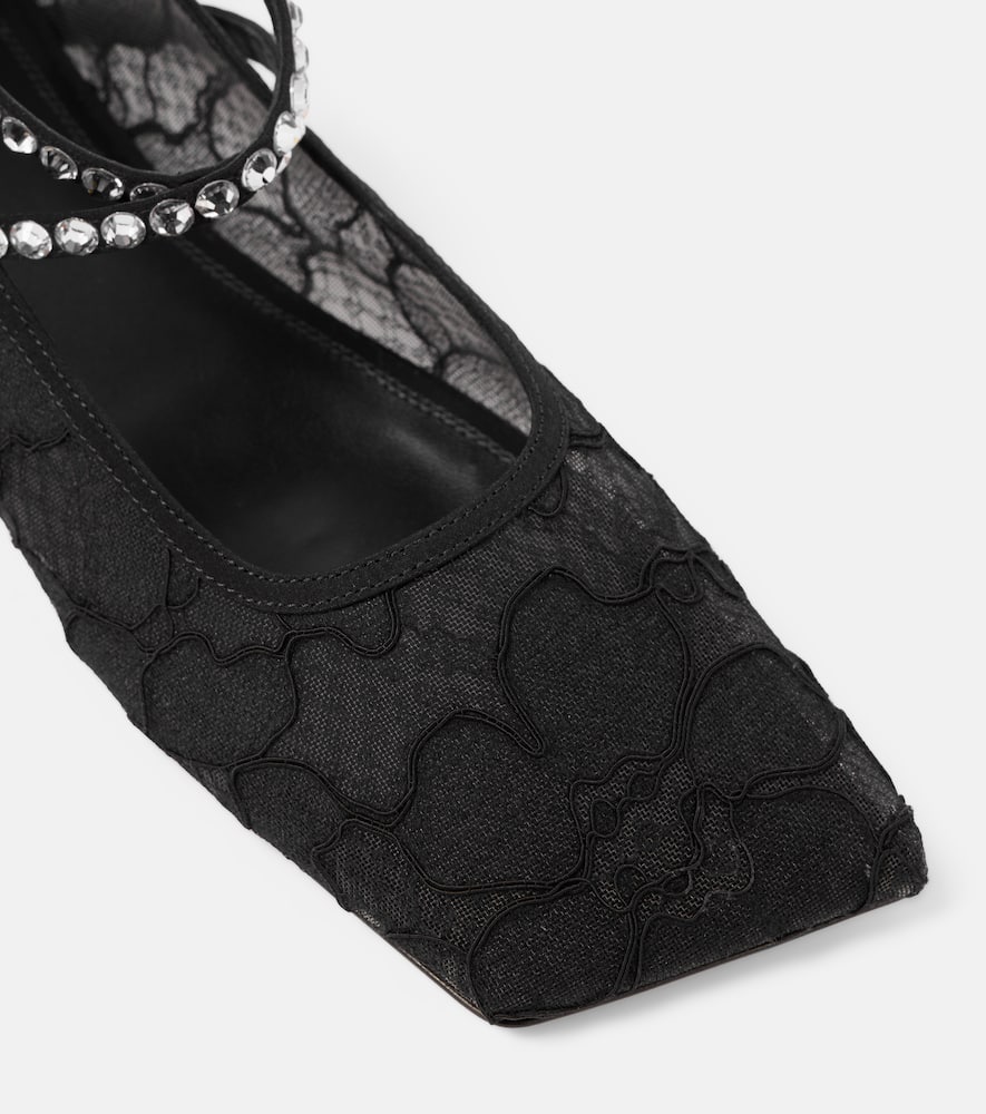 Amina Muaddi Ane embellished lace ballet flats