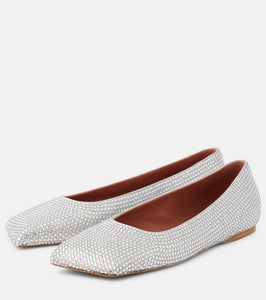 Amina Muaddi Ane embellished suede ballet flats