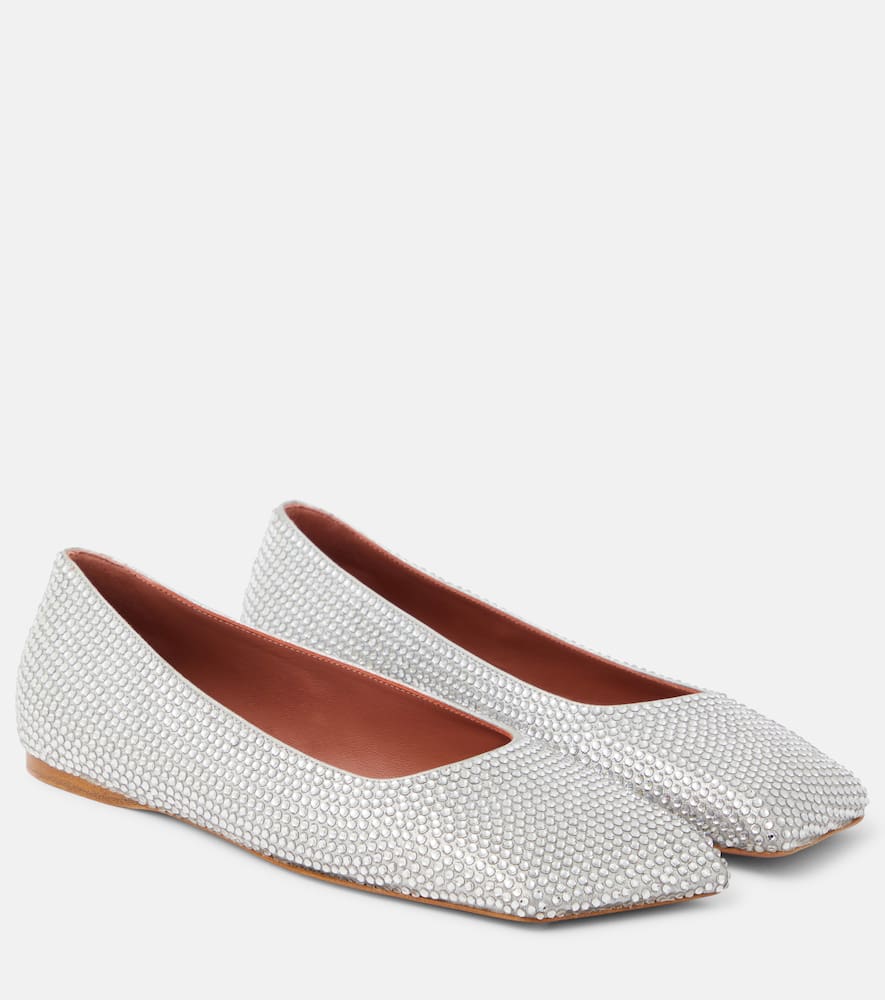 Amina Muaddi Ane embellished suede ballet flats