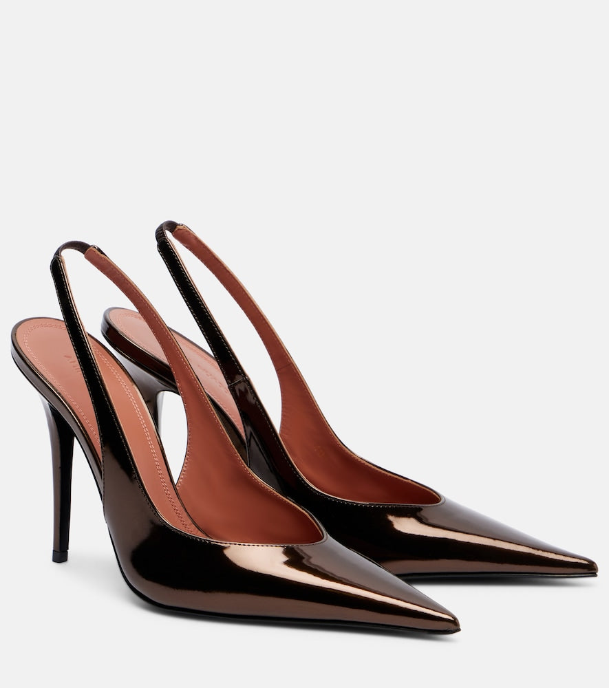 Amina Muaddi Anok 105 mirrored leather slingback pumps