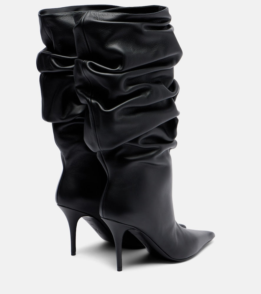 Amina Muaddi Anok 90 leather mid-calf boots